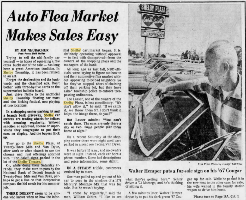 Shelby 1 & 2 - 1976 Ad On Plaza And Mention Of Theater